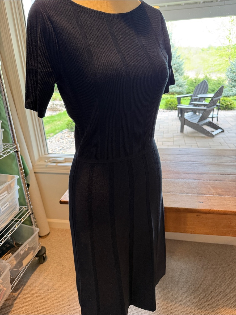 Worth Navy Ribbed Midi Dress